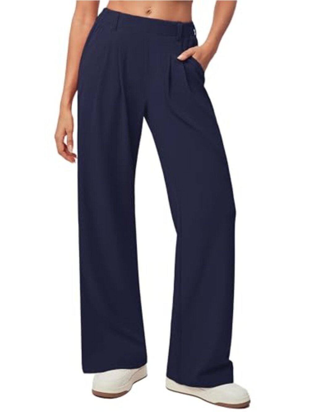 Women's Waffle Knit Wide Leg Palazzo Pants High Waisted Pull On with Pockets